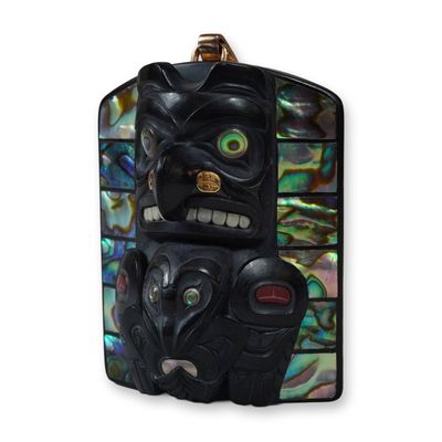 Haida Gwaii Argillite and Abalone Frontlet Pendant