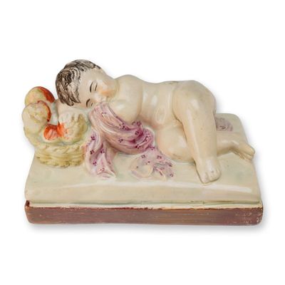 Wedgwood Hand-Painted Pearlware Sleeping Cherub Figurine