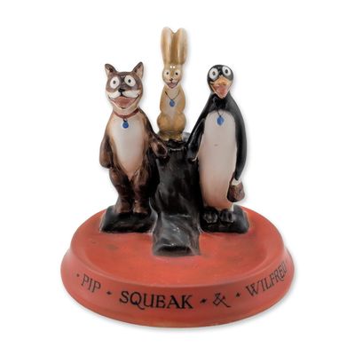 Royal Doulton Rare Pip, Squeak and Wilfred Ceramic Figural Group Pin Tray, Daily Mirror