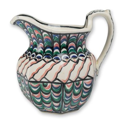 Wedgwood Hand-Painted Earthenware Pitcher with Imbricated Scallop Pattern