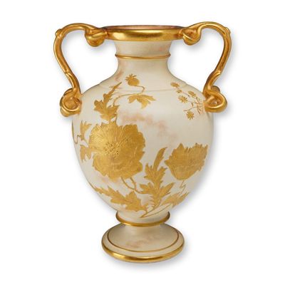 Wedgwood Ivory Vellum Porcelain Vase with Gilded Poppies