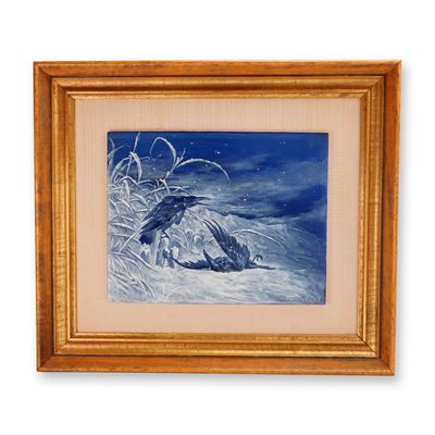 H. Bolt, Crows in the Snow, Wedgwood Porcelain Plaque (Signed)