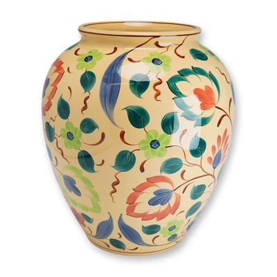 Maureen Batkin for Wedgwood Hand Painted Art Deco Earthenware Floral Vase ca 1930