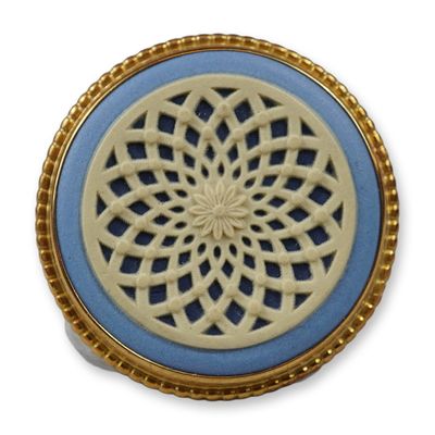 Wedgwood Blue and White Jasperware 18K Gold Brooch