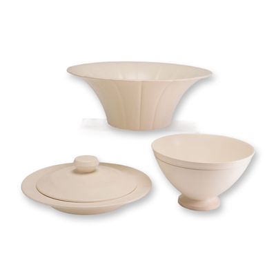 3pc Wedgwood Keith Murray Moonstone Glaze Ceramic Tableware Pieces