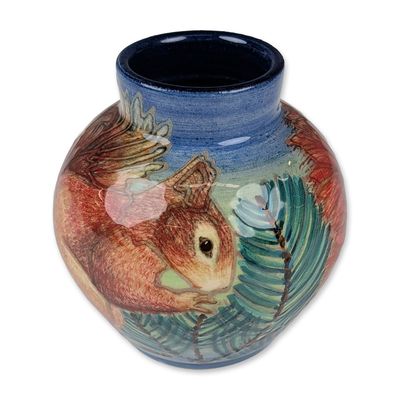 Dennis Chinaworks for Dorset Wildlife Trust by Sally Tuffin Pottery Red Squirrel Vase