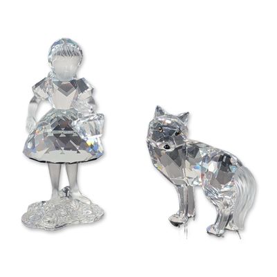 2pc Swarovski Crystal Little Red Riding Hood and Wolf