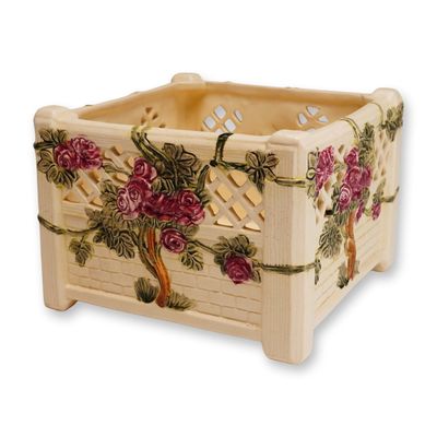 Weller Pottery Pierced Square Ceramic Planter, Roma
