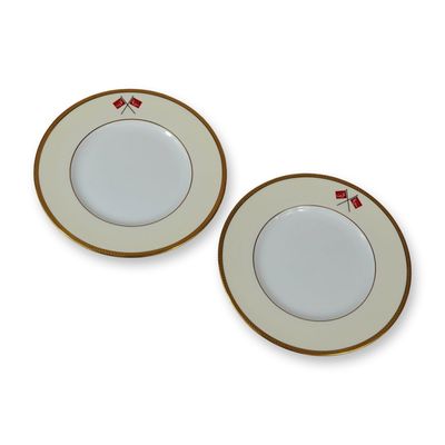 2pc Wedgwood Bone China Plates, Historical Flag of Kuwait W4243