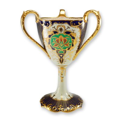 A Wedgwood Bone China Three Handled Pedestal Loving Cup Late 19th Century