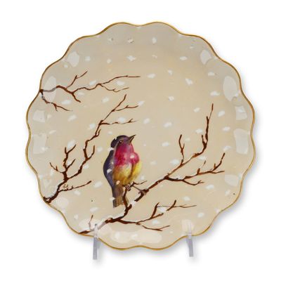 Wedgwood Hand Painted Porcelain Cabinet Winter Bird Plate