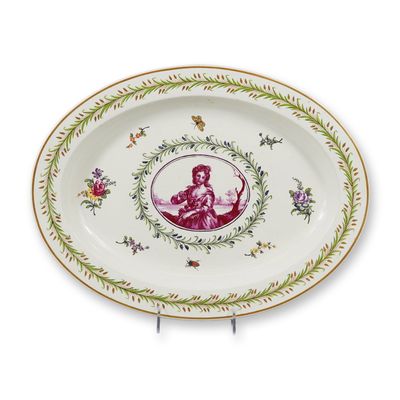 Wedgwood Creamware Oval Serving Platter with Transfer Printed Portrait