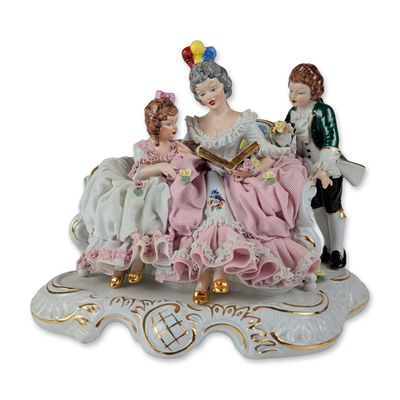 Dresden Western Germany Porcelain Lace Figural Group