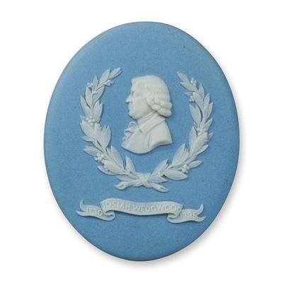 Wedgwood Light Blue and White Jasperware Josiah Wedgwood Portrait Medallion