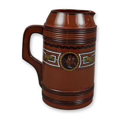 Wedgwood Rosso Antico Neo-Grec Enameled Terra Cotta Jug, Dated 1875