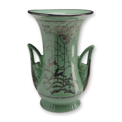 Abingdon Seafoam Vase with Sterling Silver Overlay