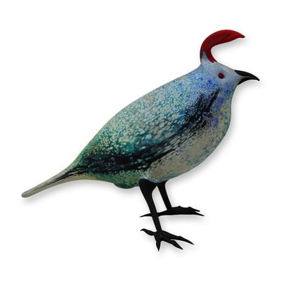 Shane Fero Flameworked Glass Gambel's Quail Bird Figurine