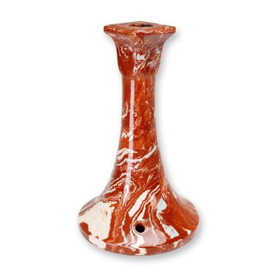 Rare Weller Pottery Lamp Base in Reddish Orange and Cream, Marbleized