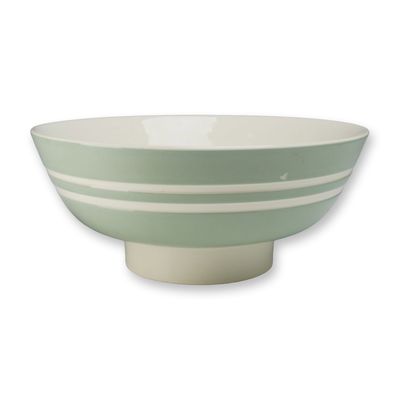 Keith Murray for Wedgwood Art Deco Celedon Green and White Footed Center Bowl