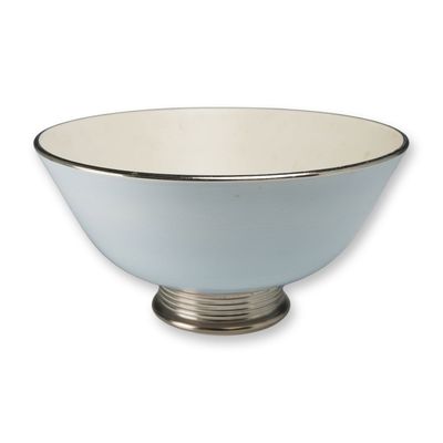 Keith Murray for Wedgwood Art Deco Silver Gray and Moonstone Pedestal Bowl