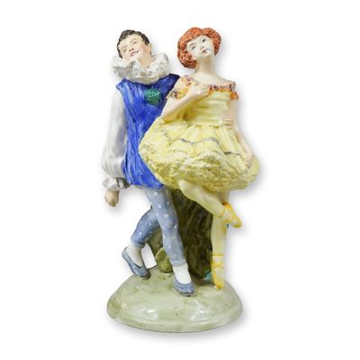 Wedgwood Porcelain Figurine of Pierrot and Ballerina by Kathleen Goodwin