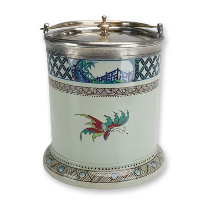 Wedgwood Etruria Polychrome Butterfly Ceramic Biscuit Barrel