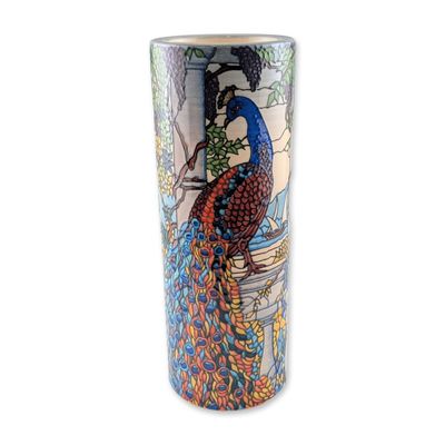 Dennis Chinaworks by Sally Tuffin Rare Vase, Louis Comfort Tiffany's Peacock