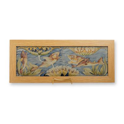 Moorcroft Pottery Double Take Trial Two-Tile Framed Panel