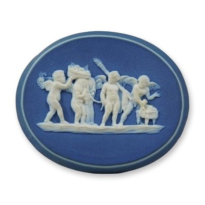 Wedgwood & Bentley Jasperware Oval Medallion, The Marriage of Cupid and Psyche