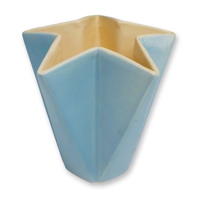Weller Pottery Atlas Blue and Cream Star Vase