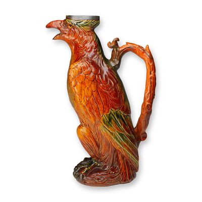 Doulton Lambeth Stoneware and Sterling Silver Decorative Eagle Jug
