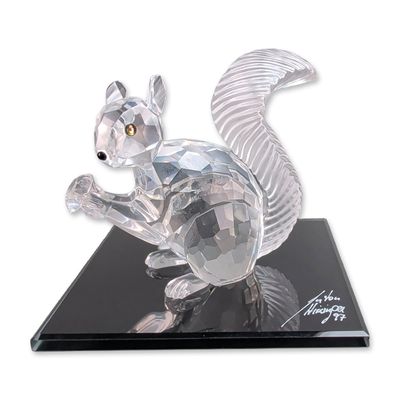 Swarovski 1997 SCS Crystal Squirrel Figurine with Mirror Base