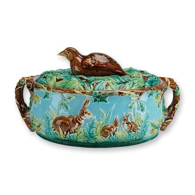A George Jones Majolica Game Tureen with Cover