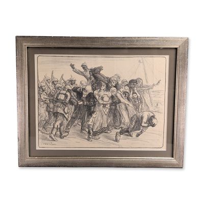 Theophile Alexandre Steinlen (Swiss/French, 1859-1923), Lithograph on Paper, Refugees