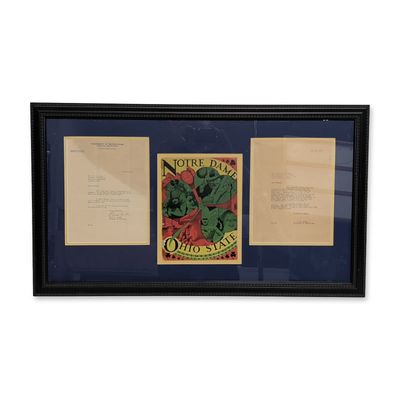 Framed Notre Dame vs Ohio State 1935-1936 Football Ephemera Grouping