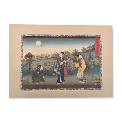 House of Toyokuni Japanese Woodblock Print from Tale of Genji