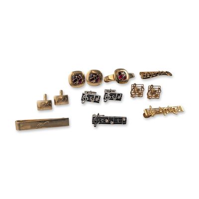 13pc Collection of Anson and Swank Musical Motif Cufflinks and Tie Clips
