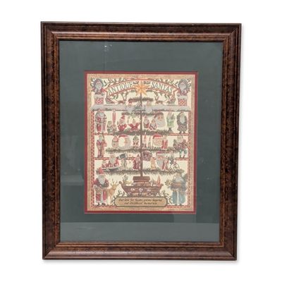 Dennis Eavenson (American b. 1950) Framed Paper-Cut Art Print, Antique Santas