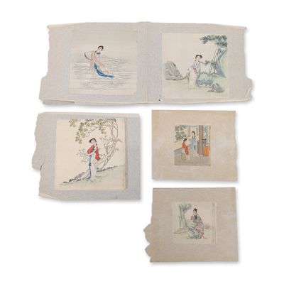8pc  Chinese Meiren Paintings on Silk
