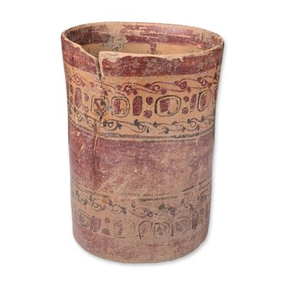 Pre-Columbian Polychrome Ceramic Cylinder Vessel