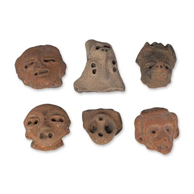 6pc Pre-Columbian Terracotta Heads