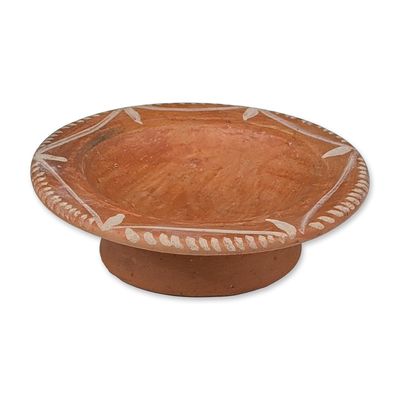 Pre-Columbian White-on-Red Earthenware Pedestal Dish