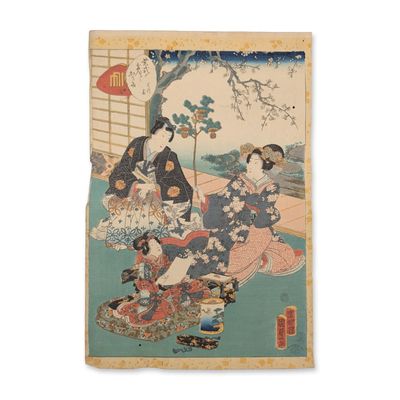 Utagawa Kunisada II (Japan 1823-1880) Woodcut on Paper from The Tale of Genji
