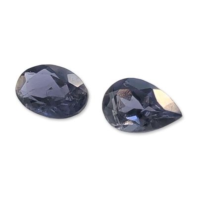Pair of Grayish-Violet Faceted Loose Iolite Gemstones