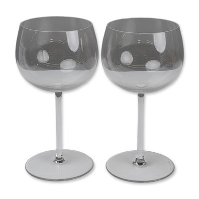 Pair of Val Saint Lambert Crystal Balloon Glasses