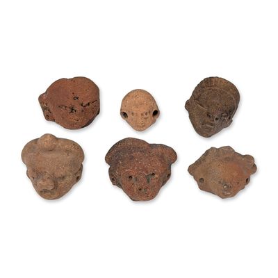 6pc Pre-Columbian Terracotta Heads
