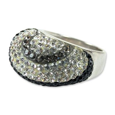 JCM Sterling Silver Pave Swirl Cocktail Ring