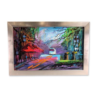 Paul Alico (American, 20th-21st century) Oil on Board, Street Scene, Signed