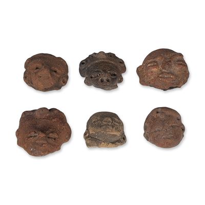 6pc Pre-Columbian Terracotta Heads