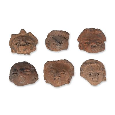 6pc Pre-Columbian Terracotta Figure Heads